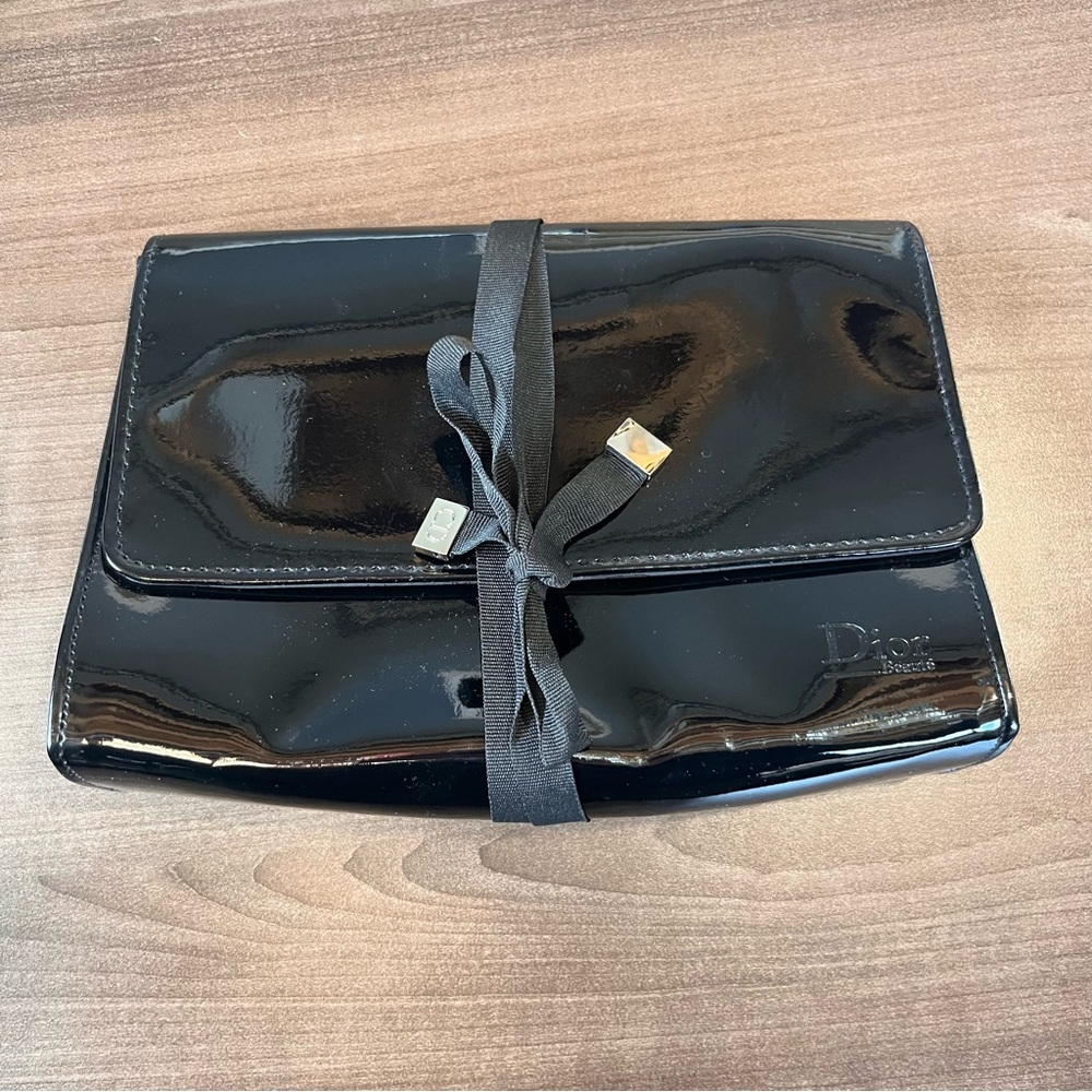 Dior beauty black patent make up pouch
